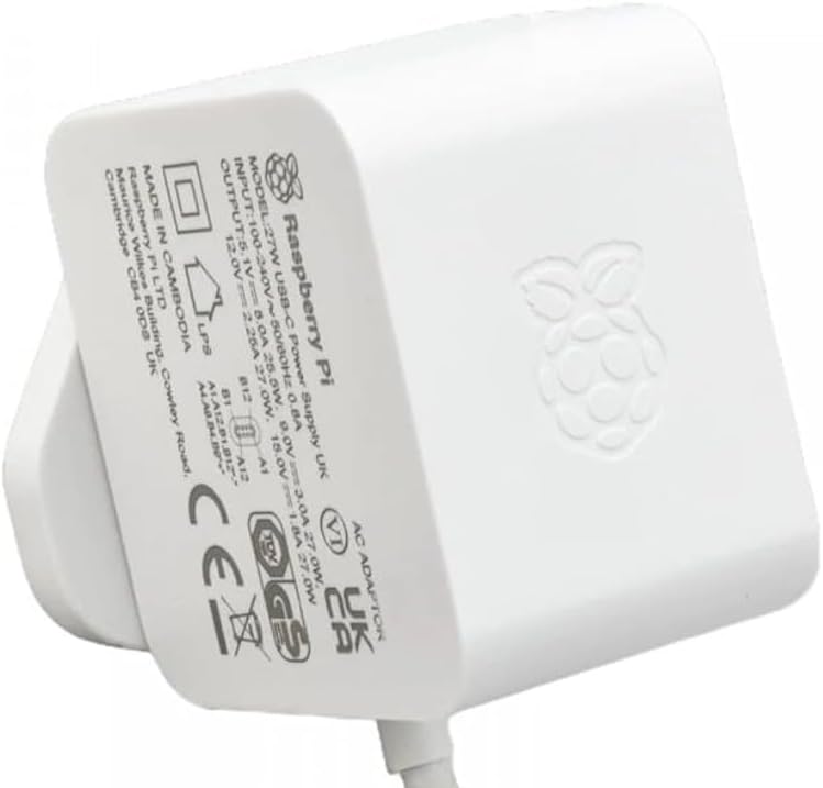 Raspberry Pi 5 x Official 27W USB-C Power Supply, White