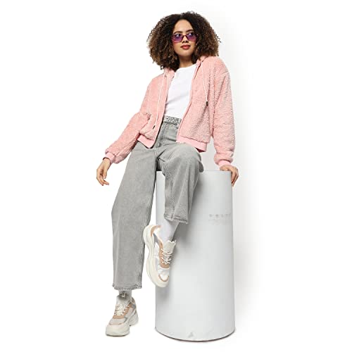 Image of Campus Sutra Women's Cotton High Neck Sweatshirt