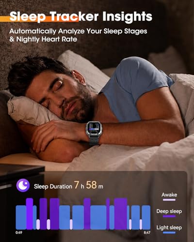 Image of Smart Watches for Men (Answer /Make Calls), 2.02'' Military Smart Watch Built-in GPS with Sleep Monitor /Heart Rate /100+ Sport Modes, Waterproof Smartwatch Fitness Tracker for Android and iPhone Black