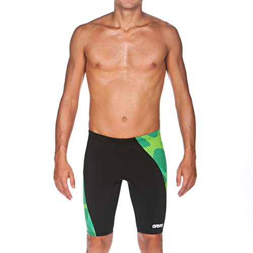 Arena Spider MaxLife Panel Jammer Swimsuit, Black - Kelly Green, 28