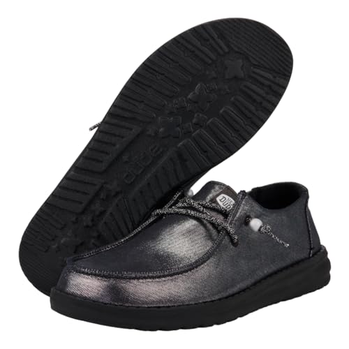 Image of HEYDUDE Women's Wendy Metallic Sparkle Slip On Shoes | Stylish Fashion Loafers for Women | Lightweight & Comfortable