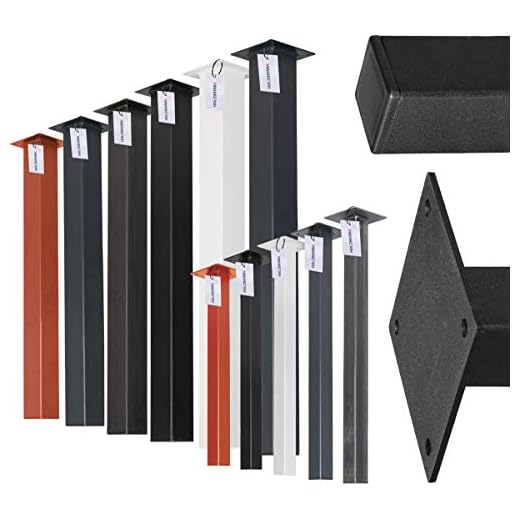 HOLZBRINK Tischbein Eckig, Quadratrohr 40x40 mm, Höhe 90 cm, Schwarz, 1 Stück, HLT-14A-F-90-9005