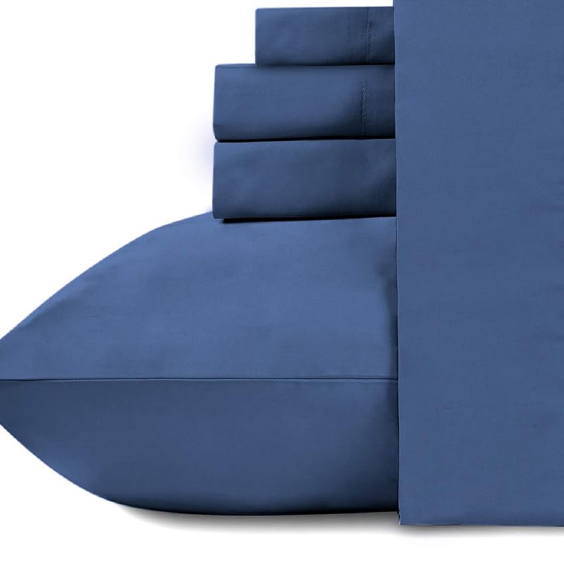 Image of Naksh Bedsheet for Double Bed King Size Plain 300 TC with 2 Pillow Covers | 300 Thread Count | Soft, Breathable Fabric Built for Daily Use | Bed Sheet Double Bed | Mid Blue |