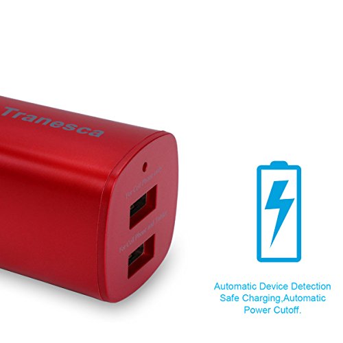 Tranesca Dual USB Wall Chargers for New iPhone SE,iPhone Xs/Xs Max,iPhone XR/8/7/6S/6S Plus/6 Plus/6, Samsung Galaxy S7/S6/S5 Edge, LG, HTC, Moto, Kindle and More-2 Pack (Red) - Thumbnail 2