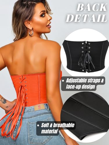 Image of ChiaoLezhee Heart Corset Top For Women, Sexy Concert Outfits Going Out, Strapless Crop Top, Overbust Bustier