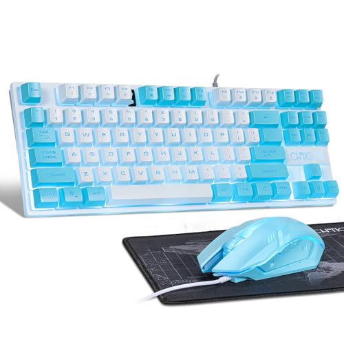 Clavier et souris bleu TKL rétroéclairé LED avec souris RVB 3200 DPI