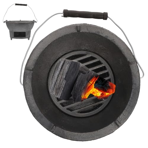 DOITOOL Cast Iron Charcoal Hibachi Grill, Portable Picnic Charcoal Stove for Outdoor Camping Barbecue Cooking, Small Round Burning Brazier Coal Stove for Cooking (Top Diameter: 8.26inches) by DOITOOL - Image 9