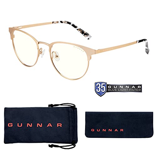 Gunnar Gaming and Computer Eyewear - Apex, Frame Colour: Gold Marble/Onyx Navy, Lens Tint: Clear (Blocks 35% Blue Light & 100% UV Light) - Blue Light Blocking Glasses - Patented lens