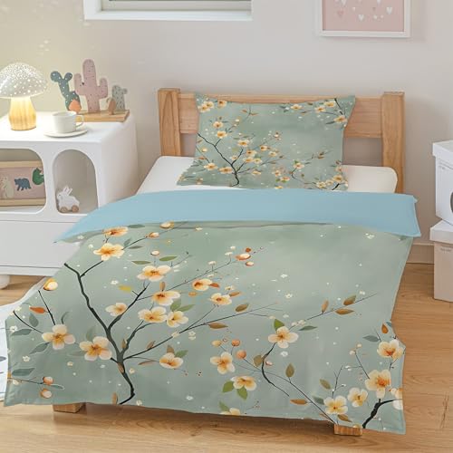 Parure de lit 2 personnes en microfibre zippée avec housse florale réversible