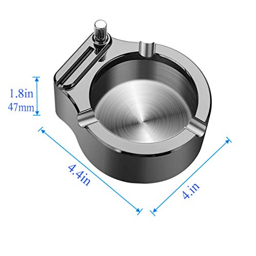 Retro Metal Ashtray Ten Thousand Match Lighter Multifunction Ashtray Collectible Ashtray for Men Smokers Gifts Simple Stylish Ashtray with Ten Thousand Match Lighter (Black Silver) - Thumbnail 4