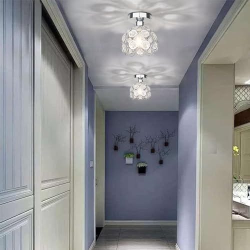 TISLYCO Modern Semi Flush Mount Ceiling Light Fixture, Mini Crystal Chandelier Light Fixture, Small Close to Ceiling Light for Hallway Bathroom by TISLYCO - Image 8