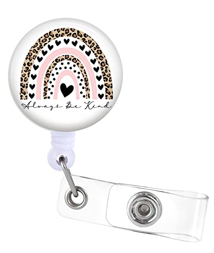 Badge Reels Holder Retractable With Id Clip For Nurse Name Tag Card Boho Leopard Rainbow Nursing Doctor Teacher Student Always Be Kind Medical Work Office Alligator Clip Zjk457 #TOP24