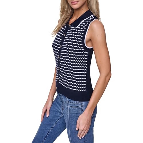 Image of Nautica Women's Crew Neck Solid Short Sleeve Sweater
