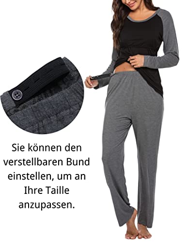 Variante de Ekouaer pijama premama manga larga Negro M