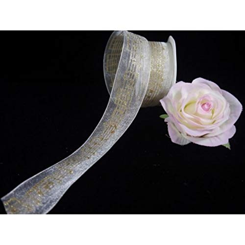 Cinta regalo crema notas doradas R1004