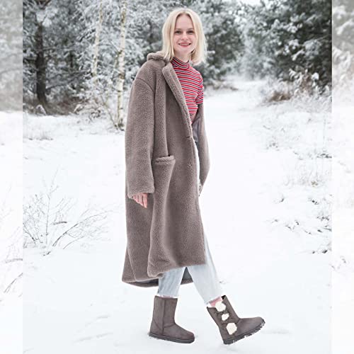 Benpao Snow Boots For Women Winter Mid-Calf Boots Fashion Suede Black Warm Fur Lined Booties(Grey,Us08.5) #TOP4