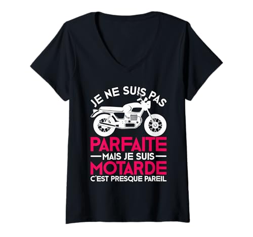 Femme Moto T-Shirt Motard Femme Moto Cadeau Motorcycle Motards T-Shirt avec Col en V