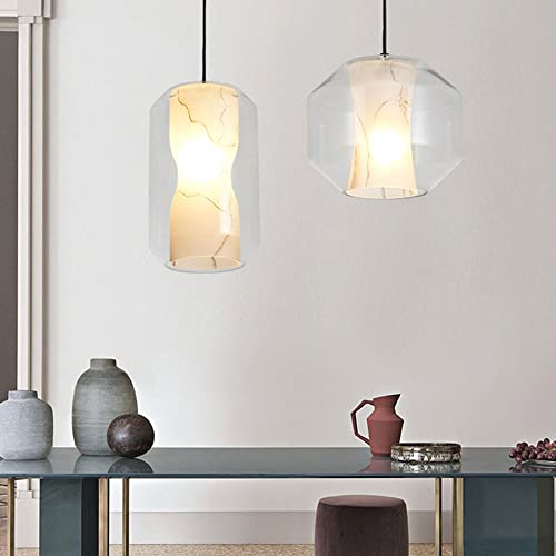 Lámpara colgante pequeña de cristal de mármol de imitac estilo nórdico E26 6