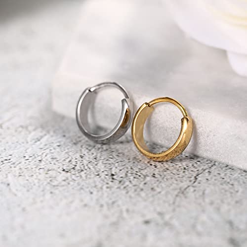316L Surgical Steel Huggie Earrings Small Hoop Earrings Conch Cartilage Lobe Earrings Conch Lobe Ring Conch Lobe Piercing Jewelry 18G 10Mm Silver #TOP6