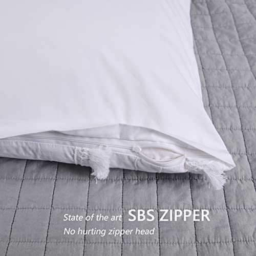 Jng Kraftlab Shabby Chic Pillow Shams White Boho Tassel Pillowcases Fringe Lace Trim 100% Cotton Standard Size 20X26Inch Vintage Classic Farmhouse Set Of 2 Zipper Closure #TOP3