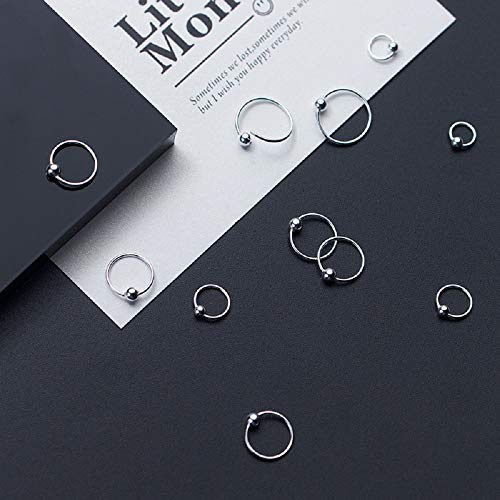 20G Sterling Silver Ball Bead Sleeper Small Hoop Earrings Tragus Cartilage Nose Rings Septum Huggie Hoops (8mm) by Dtja - Used condition - Image 2