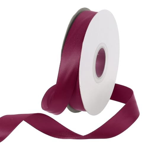 Rebower 25 Yard Satin Ribbon Thick Double Face Grosgrain Silk Ribbon, [for Gift Wrapping, Hair Bows, Wedding, Cake, Flower] - 0.6"(1.5cm)/Dark Red