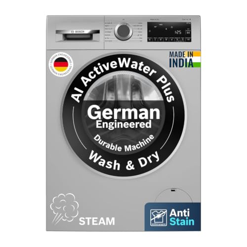 Bosch 12 kg (Washer),7kg (Dryer) 5 Star Front Load Fully Automatic Washer Dryer Machine,AI ActiveWater,Inbuilt heater,14 Wash Programs,66L Large Drum,SoftCare Paddle,Silver,WNA2740SIN(2026 model)