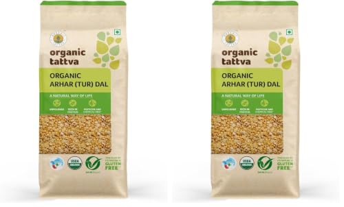 Image of Organic Tattva Toor Dal 500gm | Unpolished, Natural Tur Dal | Retains Natural Taste and Aroma | Prepares Protein Rich Arhar Dal Tadka, Sambar, Dal Fry (Pack of 2)