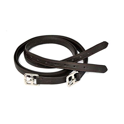 Equipride Étriers en cuir de veau non extensible Noir/marron 127 cm