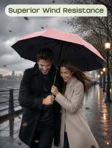 HIPPIH Compact Travel Umbrella for Rain - Windproof Automatic Umbrellas, UV Umbrella for Sun Protection with Black Anti-UV Coating, Portable Small Umbrellas for Backpack, Car, Walking, Kids, Women - 4