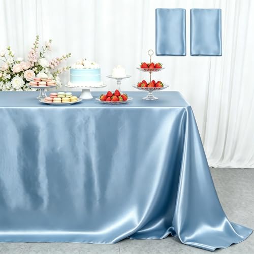 ShinyBeauty Dusty Blue Tablecloth 2-Pack, 60x102” Rectangle Tablecloth