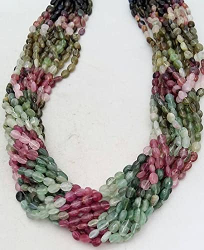 Perles tourmaline naturelles multicolores de forme ovale lisse pour fabriquer un cadeau fait main