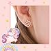 Sterling Silver Unicorn Earrings - Rose Gold Plated, Initial M - Perfect for Girls & Teens