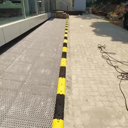 Image of LADWA 2 Piece, 1 Mtrs Plastic Rumblers Road Safety Speed Breaker /Speed Hump in Black & Yellow Color for High Visibility - (1 X Yellow & 1 X Black)