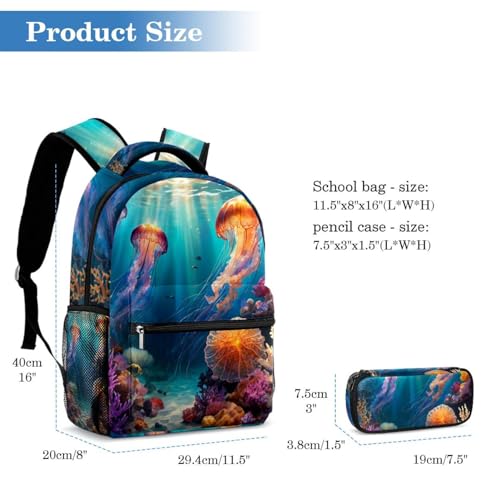 Sac d'école méduse multicolore compact 40cm pour ranger les cahiers