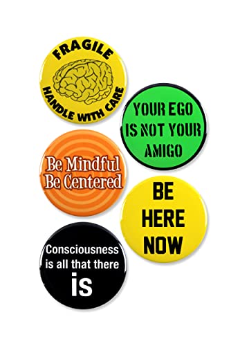 5 Pack - Mindfulness Equanimity and Awareness Pinback Buttons - 2.25 Inch