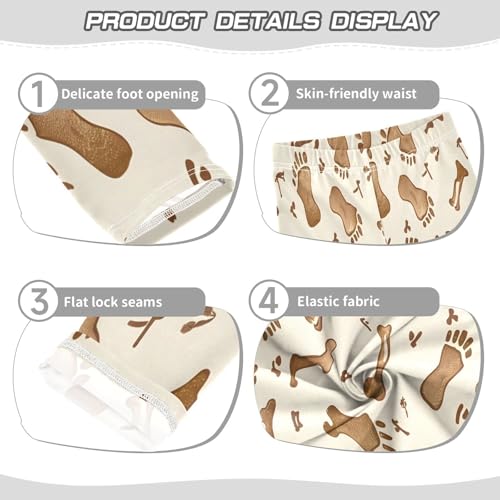 Toddler Girls Leggings Printed Yoga Pants Leggings Brown Footprints and Bones for Kids3