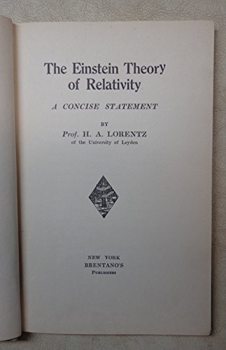 The Einstein theory of relativity;: A concise s... B0006AIA5Q Book Cover