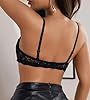 Women's Sexy 1/4 Cup Shelf Bra See Through Lace Push Up Underwire Lingerie(D489+N515-Black-M