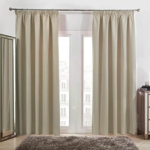 Dreamscene Cream Thermal Blackout Curtains Set Cover