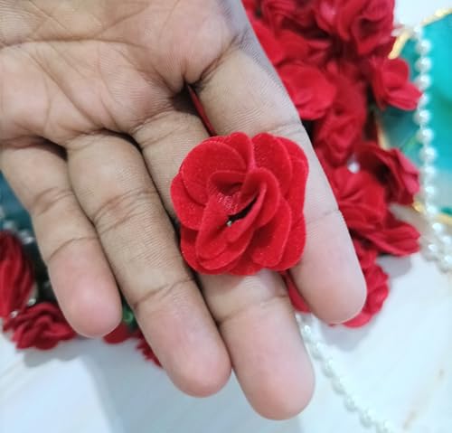 Image of VRB DecTM 50 Pcs Artificial Fabric Rose Fake Flowers Water Floating Flowers,Festival and Events, Home, Table, Bedroom, Pooja Room Decoration Items and DIY. (Red)