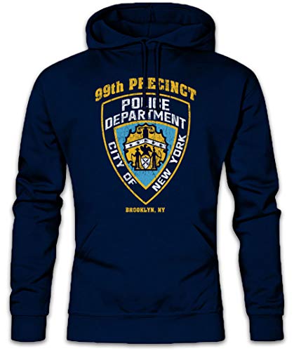 Urban Backwoods Badge 99th Precinct Hoodie Hooded Sweatshirt Sweater Blue Size L