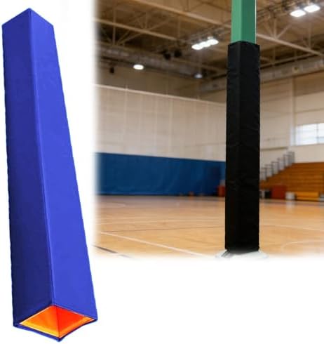 Heavy-Duty Blue Square Basketball Pole Padding - H-3ft Collis Protect, All-Weather 3"x3" for Outdoor Sports Courts, Carports & Garages - Secure Wrap-Around Fit