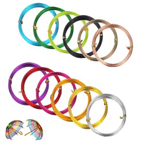 WWYSSZ 12 Rouleaux Fil Aluminium Coloré, 1mm Fil de Fer Souple Loisir Creatif pour Bricolage, pour les Sculptures, Modelage, Fabrication de Bijoux, Création...