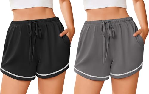Image of Ekouaer Pajama Shorts for Women 2026 Soft Sleep Shorts Casual Lounge Shorts Comfy Pj Bottoms with Pockets