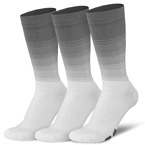 DOVAVA 3 Pares Calcetines de Compresión Hombre 15-20 mmHg, Medias de Compresion 43-46 Para Running Senderismo (Gris) Cover