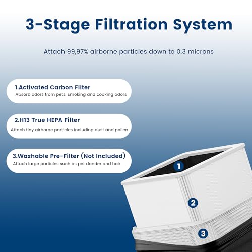 Image of 2 Pack 211+ Filter Replacement Compatible with Blue Pure 211+ and 211+ Auto Air Purifier, 2-Stage Filtration System of H13 True HEPA Filter and Activated Carbon Filter