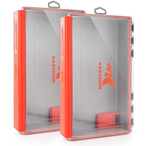 Image of KastKing HyperSeal Waterproof Tackle Box, 3700 Deep Tackle Trays, Fishing Tackle Box Organizer With Exterior Stickers, Fishing Gear & Fishing Accessories Storage, 2 Packs No Compartment