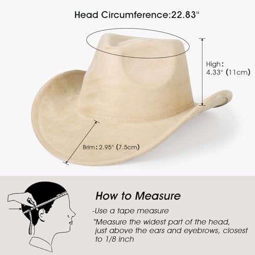 Image of 2 Pack Western Cowboy Hats for Women Men 2 Different hat Bands | Classic Felt Wide Brim Costume Cow Boy Hat Curved Brim Cowgirl Hat