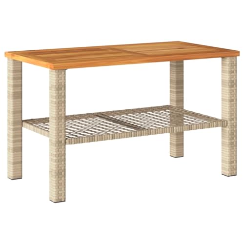 vidaXL Table de Jardin, Table à Manger, Table de Repas, Meuble de Patio Terrasse Arrière-Cour Extérieur, Beige Résine Tressée et Bois Acacia